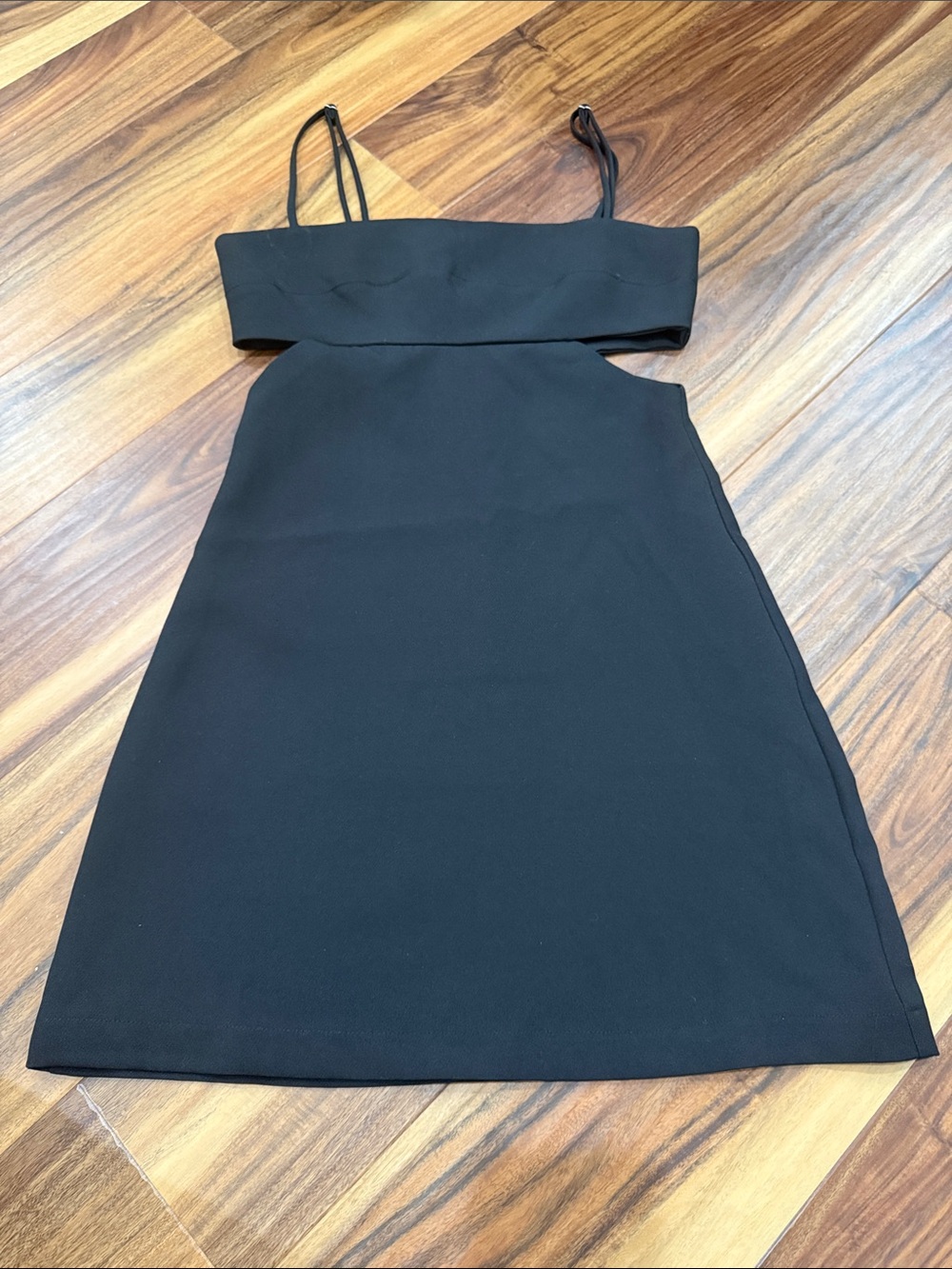 emory park Black Cutout Mini Dress with Spaghetti Straps